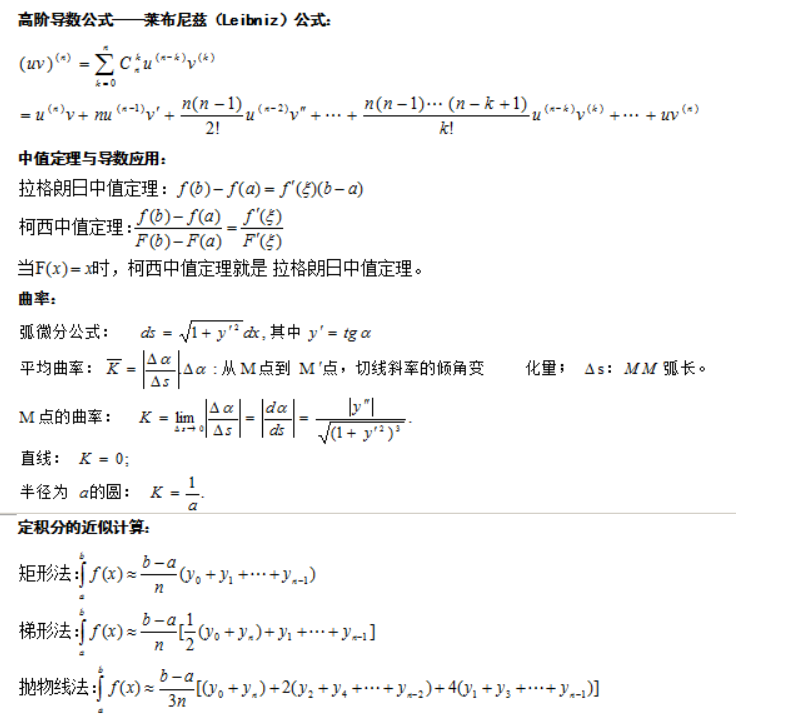 福建成考數(shù)學(xué)公式
