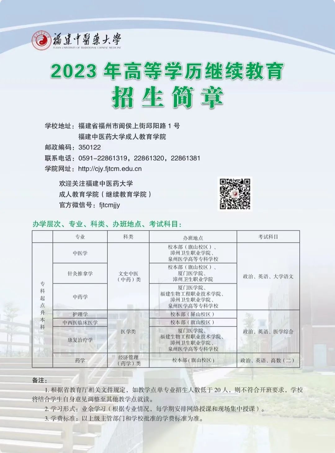 2023年福建中醫(yī)藥大學(xué)成人高考招生簡(jiǎn)章1